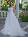 A-line/Princess Lace Sweetheart Sleeveless Sweep Train Wedding Dress
