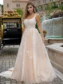 A-line/Princess Tulle Straps Sleeveless Court Train Wedding Dress