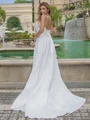 A-line/Princess Satin V-neck Sleeveless Sweep Train Wedding Dress