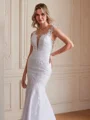 Trumpet/Mermaid Tulle Lace Scoop Sleeveless Court Train Wedding Dresses