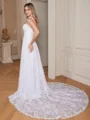 A-Line/Princess Lace Spaghetti Straps Sleeveless Chapel Train Wedding Dresses