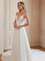 A-Line/Princess Stretch Crepe Lace V-neck Sleeveless Cathedral Train Wedding Dresses