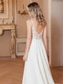 A-Line/Princess Stretch Crepe Lace V-neck Sleeveless Cathedral Train Wedding Dresses