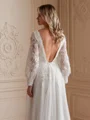 A-Line/Princess Tulle Lace V-neck Long Sleeves Court Train Wedding Dresses