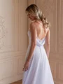 A-Line/Princess Chiffon Lace Spaghetti Straps Sleeveless Chapel Train Wedding Dresses