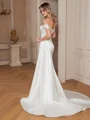 Sheath/Column Charmeuse Ruched Off-the-Shoulder Sleeveless Court Train Wedding Dresses