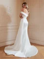 Sheath/Column Charmeuse Ruched Off-the-Shoulder Sleeveless Court Train Wedding Dresses