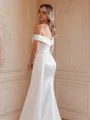 Sheath/Column Charmeuse Ruched Off-the-Shoulder Sleeveless Court Train Wedding Dresses