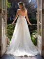 A-Line/Princess Tulle Applique Straps Sleeveless Court Train Wedding Dresses