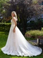 A-Line/Princess Tulle Applique Straps Sleeveless Court Train Wedding Dresses