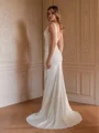 Sheath/Column Charmeuse Ruched Straps Sleeveless Sweep/Brush Train Wedding Dresses