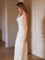 Sheath/Column Charmeuse Ruched Straps Sleeveless Sweep/Brush Train Wedding Dresses