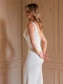 Sheath/Column Charmeuse Ruched Straps Sleeveless Sweep/Brush Train Wedding Dresses