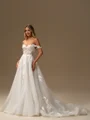 A-line Sweetheart Appliques Lace Chapel Train Tulle Corset Wedding Dress