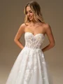 A-line Sweetheart Appliques Lace Chapel Train Tulle Corset Wedding Dress