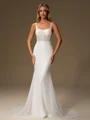 Sheath Square Chapel Train Corset Wedding Dress