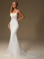 Sheath Square Chapel Train Corset Wedding Dress