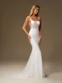 Sheath Square Chapel Train Corset Wedding Dress