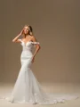 Mermaid Off-the-Shoulder Appliques Lace Cathedral Train Tulle Corset Wedding Dress