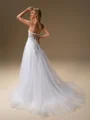 A-line Sweetheart Appliques Lace Court Train Tulle Wedding Dress