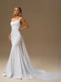 Sheath Straps Chapel Train Stretch Crepe Wedding Dress