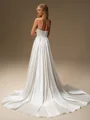 A-line Straight Pleated Court Train Corset Wedding Dress