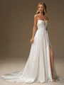 A-line Straight Pleated Court Train Corset Wedding Dress