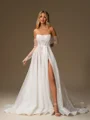 A-line Straight Long Sleeves Chapel Train Corset Wedding Dress