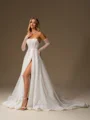 A-line Straight Long Sleeves Chapel Train Corset Wedding Dress