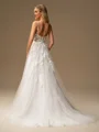 A-line Spaghetti Straps Appliques Lace Court Train Tulle Corset Wedding Dress