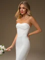 Sheath Sweetheart Pleated Sweep Train Charmeuse Corset Wedding Dress