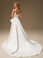 A-line Spaghetti Straps Chapel Train Satin Wedding Dress