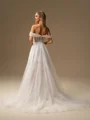 A-line Off-the-Shoulder Court Train Corset Wedding Dress