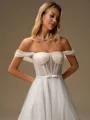 A-line Off-the-Shoulder Court Train Corset Wedding Dress
