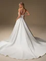 A-line Straight Chapel Train Satin Wedding Dress