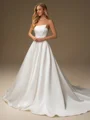 A-line Straight Chapel Train Satin Wedding Dress