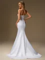 Sheath Straight Appliques Lace Sweep Train Satin Wedding Dress