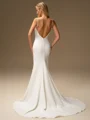 Sheath Scoop Sweep Train Stretch Crepe Wedding Dress