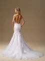 Mermaid V-neck Appliques Lace Chapel Train Tulle Wedding Dress