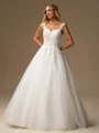 Ball-Gown Sweetheart Appliques Lace Floor-Length Tulle Wedding Dress
