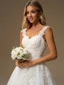 Ball-Gown Sweetheart Appliques Lace Floor-Length Tulle Wedding Dress