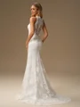 Sheath Scoop Sweep Train Lace Wedding Dress