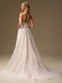 A-line V-neck Appliques Lace Court Train Organza Wedding Dress