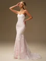Sheath Sweetheart Sweep Train Lace Wedding Dress