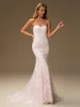 Sheath Sweetheart Sweep Train Lace Wedding Dress