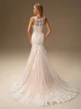 Sheath Scoop Appliques Lace Court Train Tulle Wedding Dress