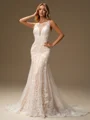 Sheath Scoop Appliques Lace Court Train Tulle Wedding Dress
