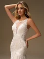 Sheath Scoop Appliques Lace Court Train Tulle Wedding Dress