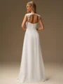 A-line Sweetheart Appliques Lace Floor-Length Chiffon Wedding Dress
