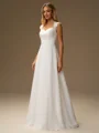 A-line Sweetheart Appliques Lace Floor-Length Chiffon Wedding Dress